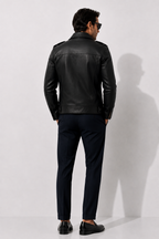 Black Lambskin Leather Biker Jacket