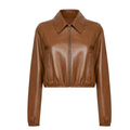 Cropped Embossed Leather Jacket