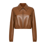 Cropped Embossed Leather Jacket