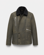 Distressed Shearling Lambskin Leather Jacket