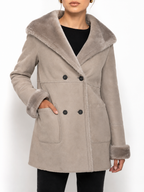 Double-Breasted Shearling Coat