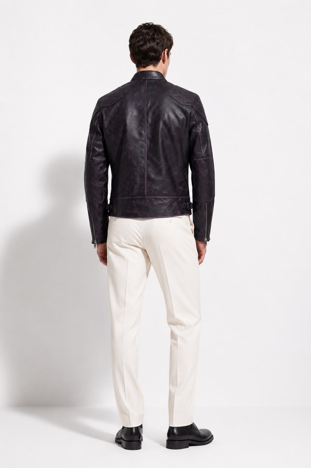 Vintage Waxed lambskin Leather Racer Jacket