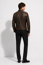Vintage Waxed Lambskin Leather Biker Jacket