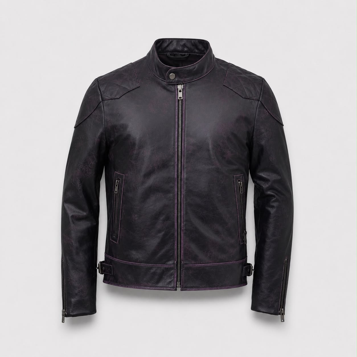Vintage Waxed lambskin Leather Racer Jacket