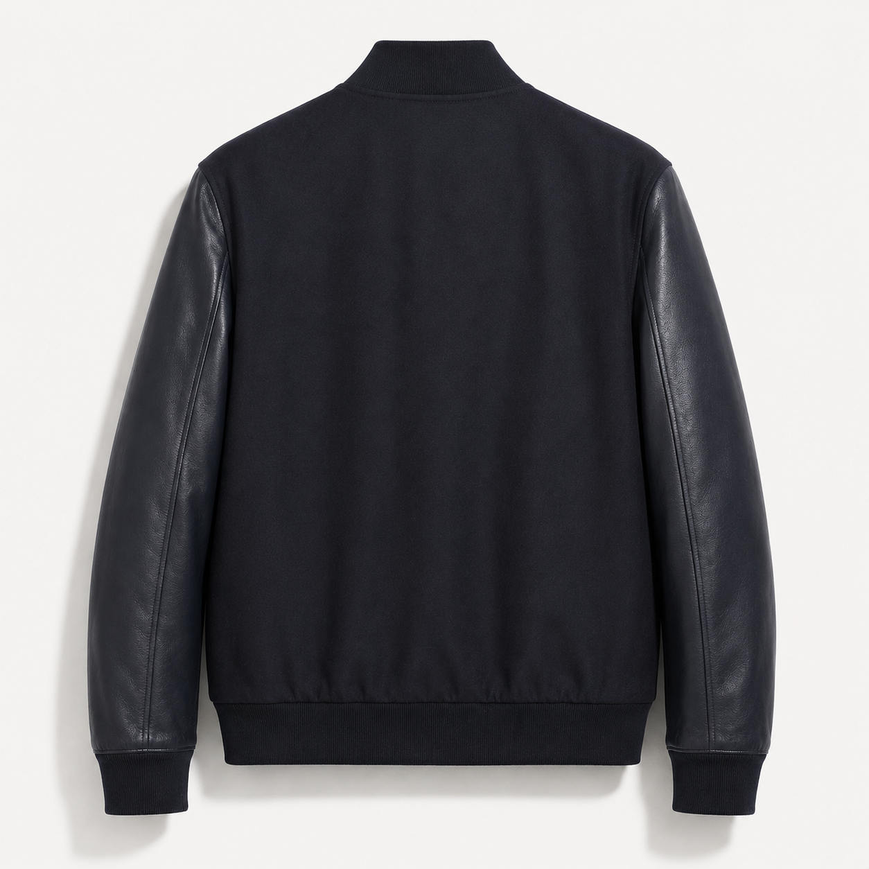 Fabric bomber jacket with nappa sleeves
