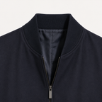 Fabric bomber jacket with nappa sleeves