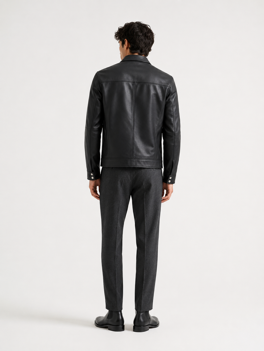 Black lambskin Leather Bomber Jacket