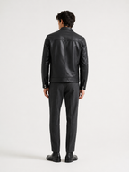 Black lambskin Leather Bomber Jacket