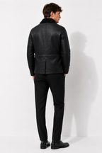 Black Shearling Lambskin Leather Biker Jacket