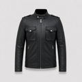 Black Lambskin Leather Biker Jacket