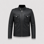 Black Lambskin Leather Biker Jacket
