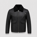 Black Shearling Lambskin Leather Biker Jacket