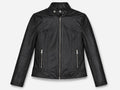 Stand Collar Leather Racer Jacket
