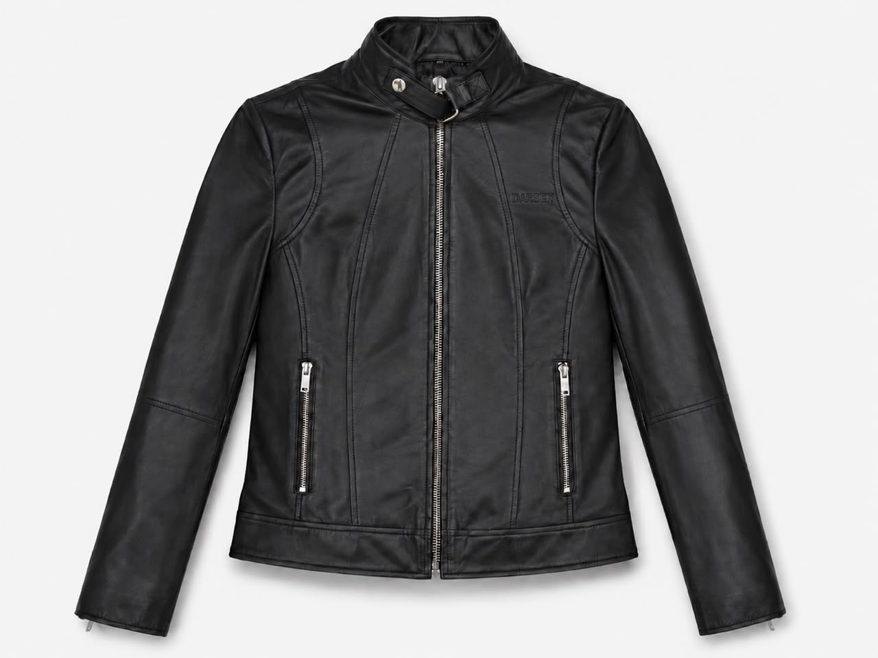 Stand Collar Leather Racer Jacket