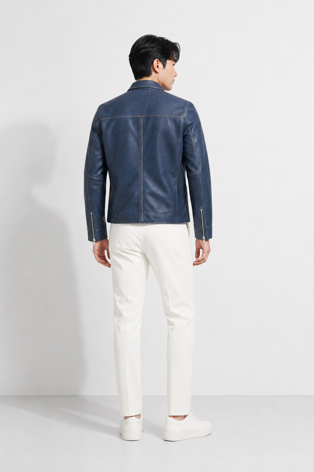 Midnight Blue Nappa Lambskin Leather Jacket
