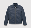 Midnight Blue Nappa Lambskin Leather Jacket