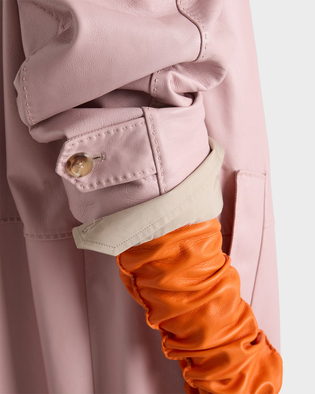 Blush Pink Lambskin Leather Coat