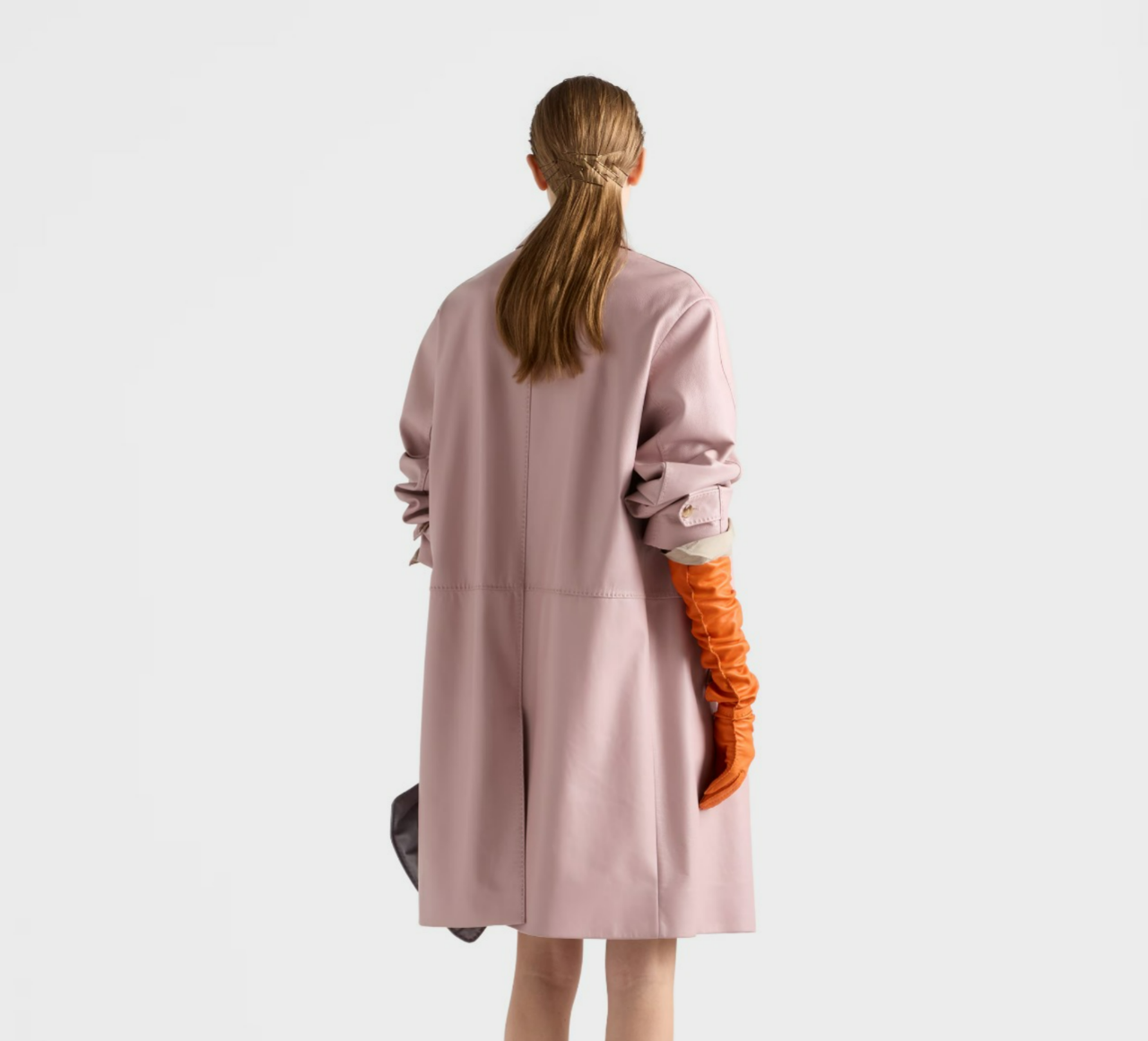 Blush Pink Lambskin Leather Coat