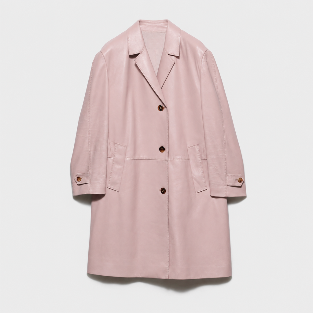 Blush Pink Lambskin Leather Coat