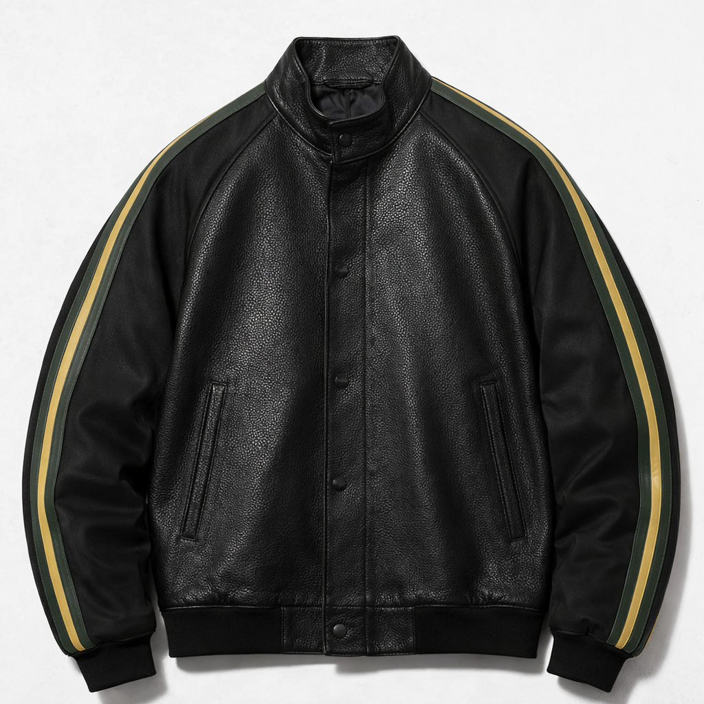 Buffalo leather biker jacket with Web