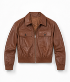 Classic Lambskin Leather Bomber Jacket