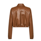 Cropped Embossed Leather Jacket