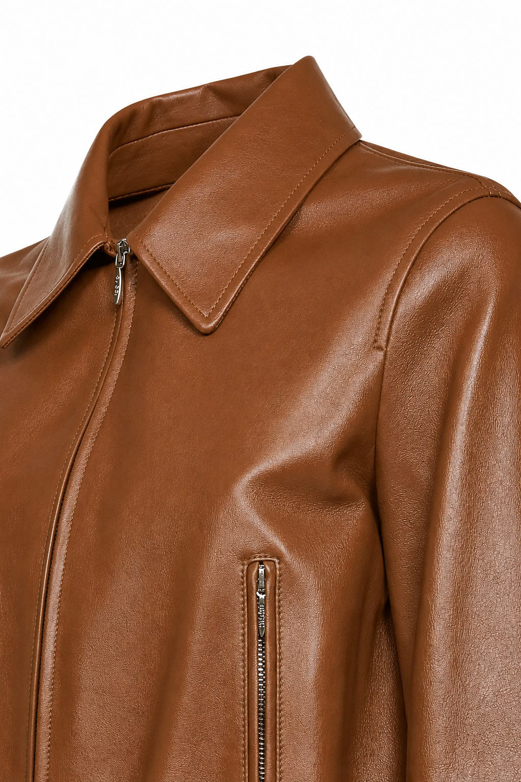 Cropped Embossed Leather Jacket