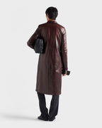 Double-breasted leather coat