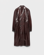 Double-breasted leather coat