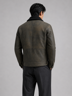 Distressed Shearling Lambskin Leather Jacket