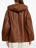 Hooded Lambskin Leather Jacket