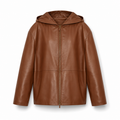 Hooded Lambskin Leather Jacket