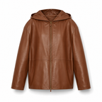 Hooded Lambskin Leather Jacket
