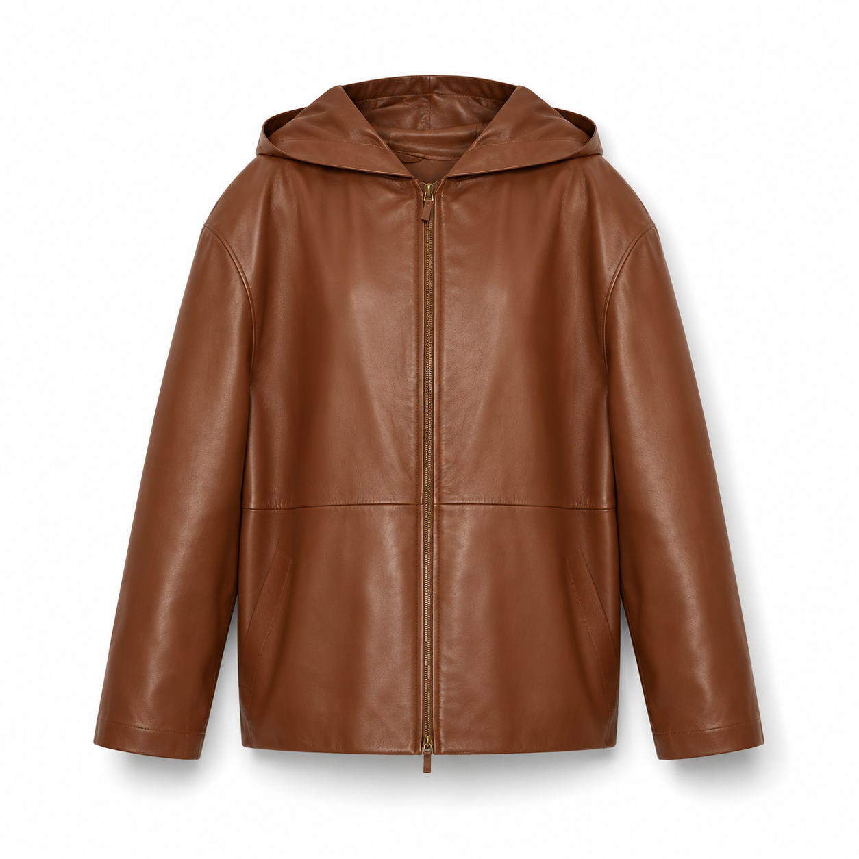 Hooded Lambskin Leather Jacket