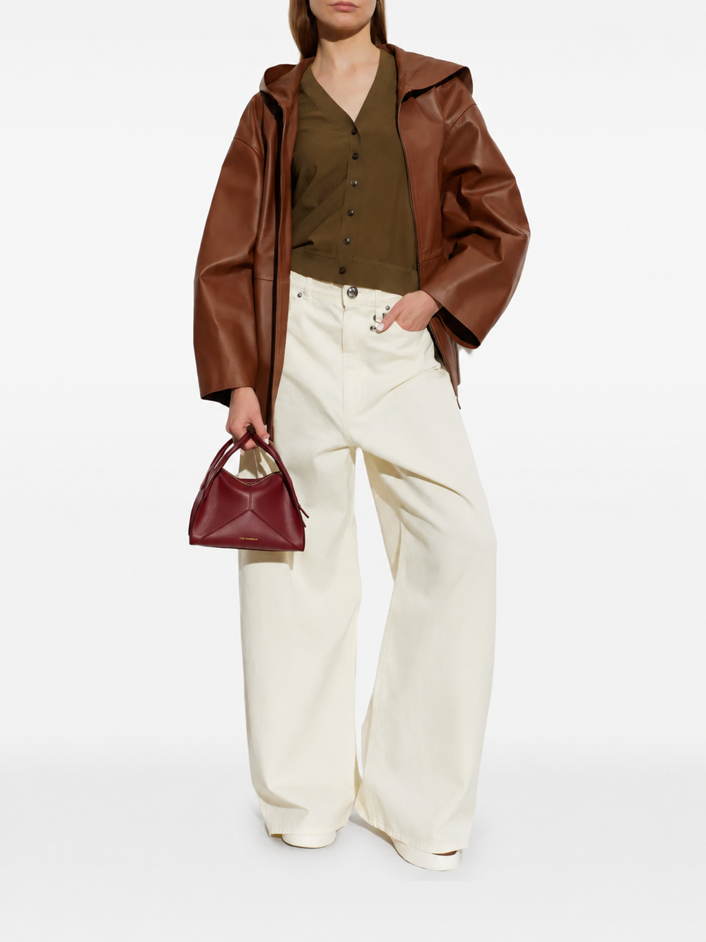 Hooded Lambskin Leather Jacket