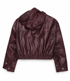 hooded Lambskin Cropped Leather Jacket