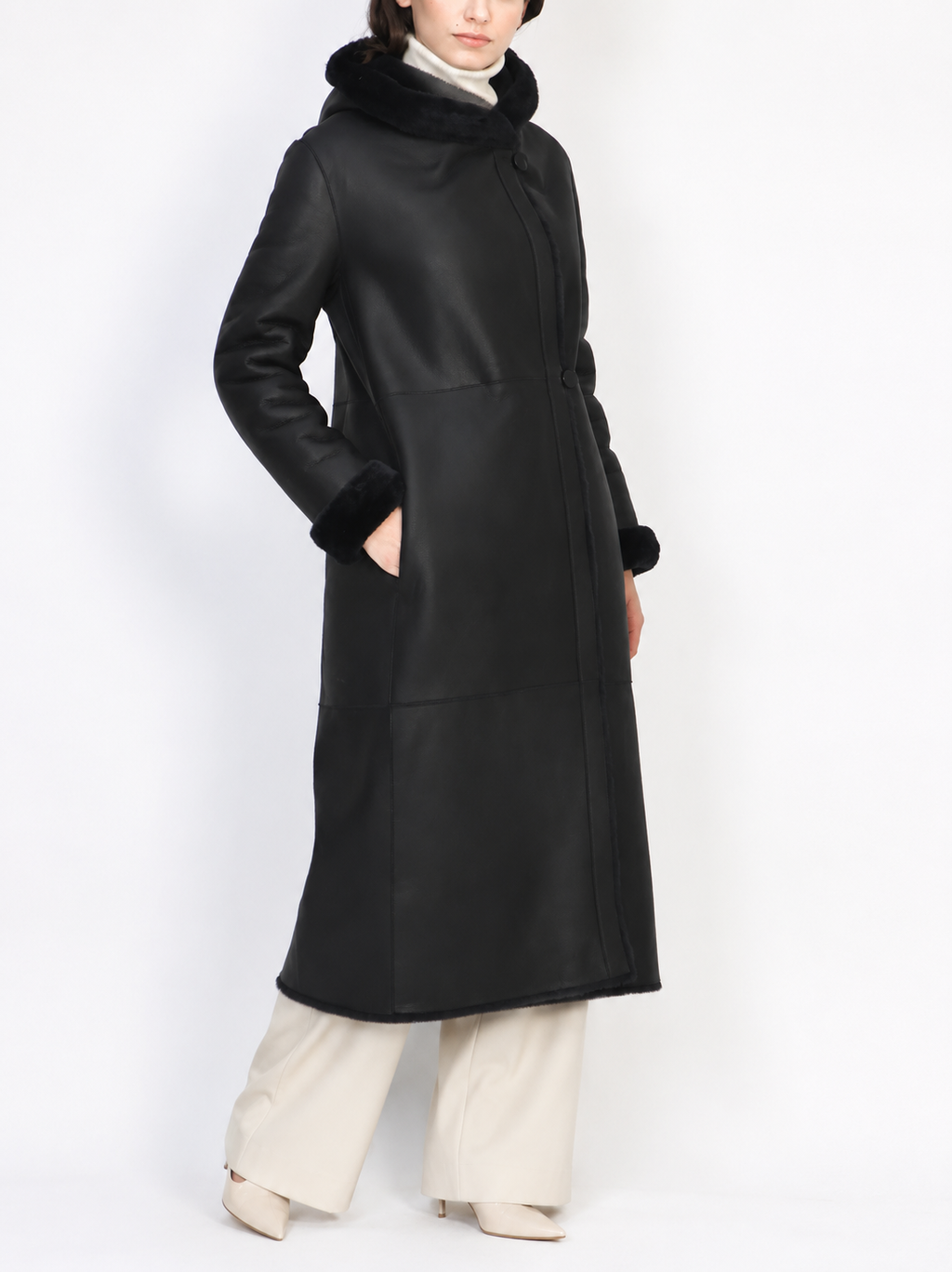 Long Shearling lambskin Leather Coat