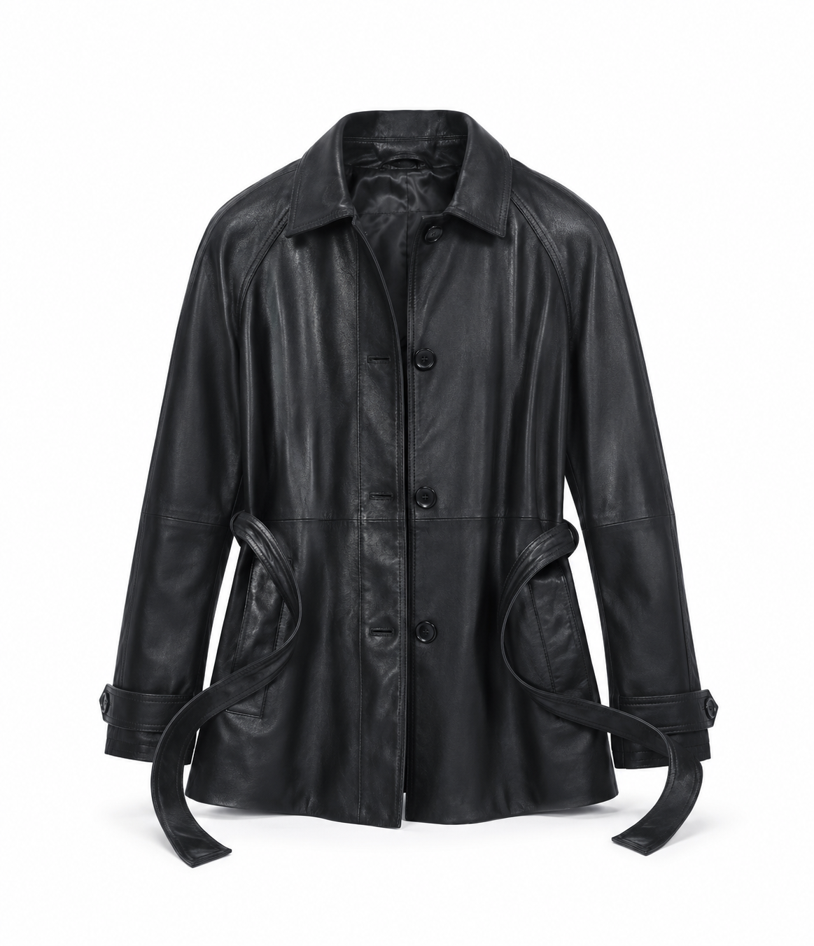 Belted Sheepskin Trench Coat