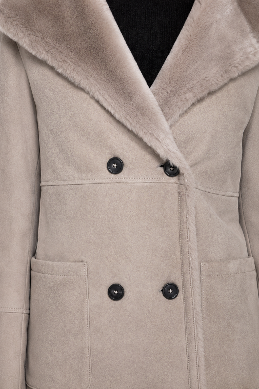 Double-Breasted Shearling Coat