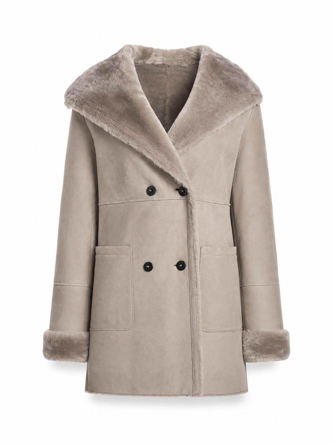 Double-Breasted Shearling Coat