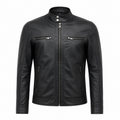 Black lambskin Leather Bomber Jacket