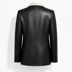 Tailored Leather Blazer With Contrasting Collar