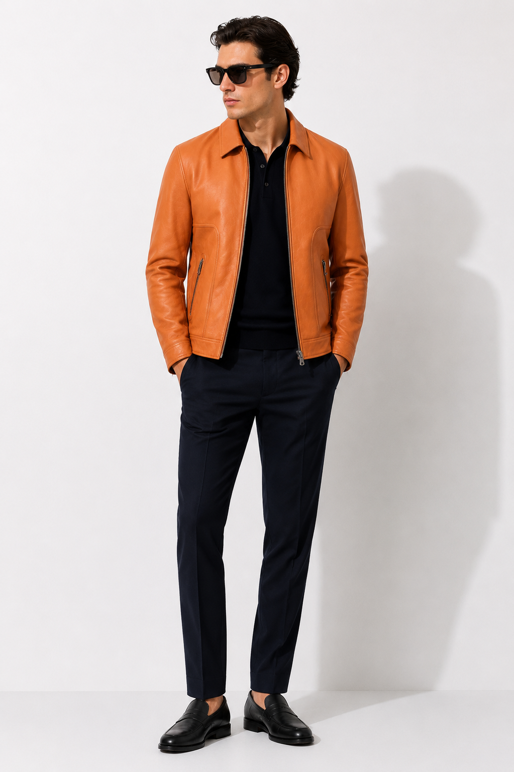 Tan lambskin Leather Jacket