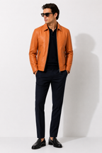 Tan lambskin Leather Jacket