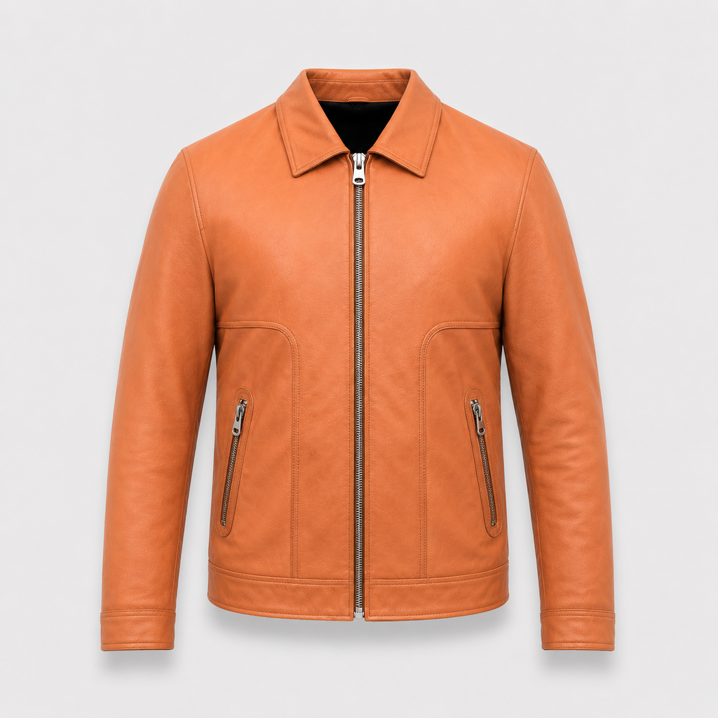 Tan lambskin Leather Jacket