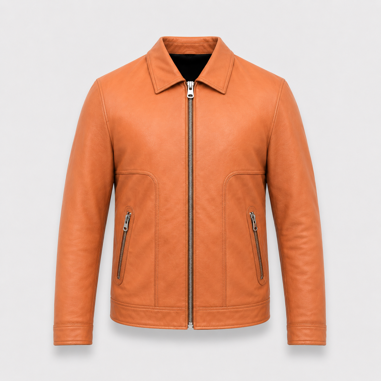 Tan lambskin Leather Jacket