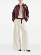 Loose fit leather jacket with drawstring and Monili