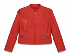 Quilted Shoulder Leather Racer Jacket