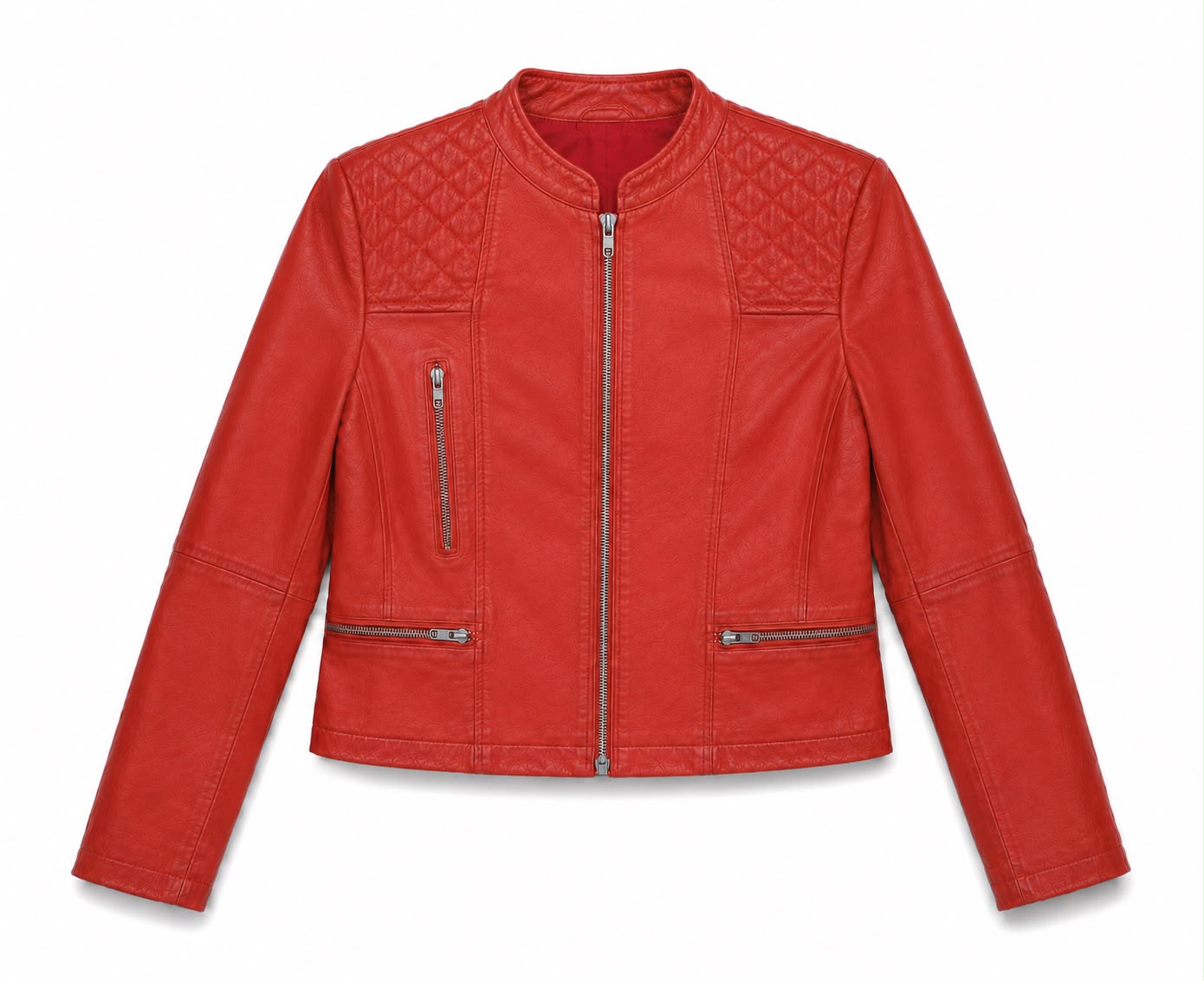 Quilted Shoulder Leather Racer Jacket