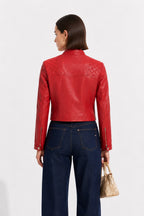 Quilted Shoulder Leather Racer Jacket